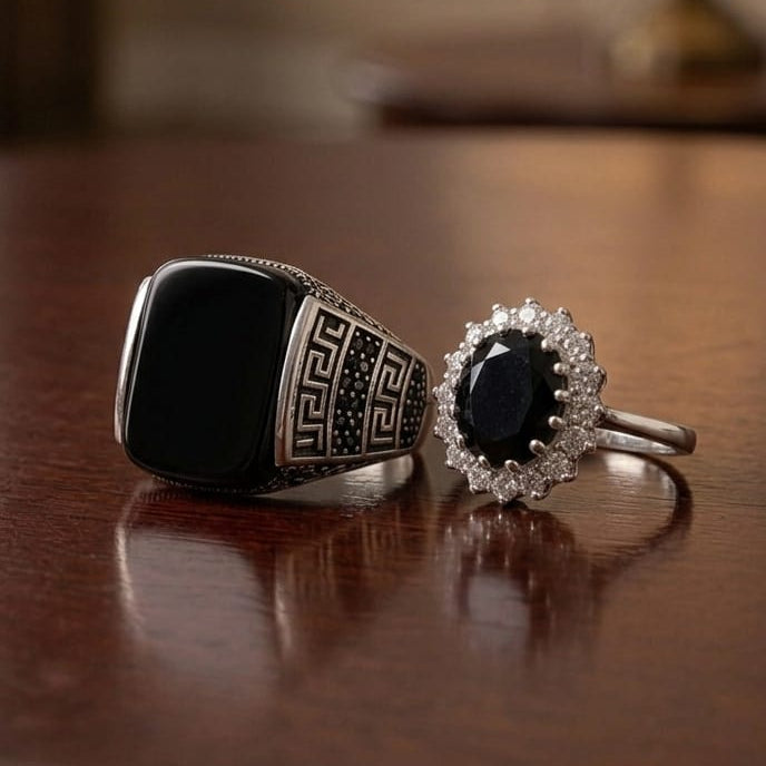 Matching Couple Rings – Romantic Promise Rings Adjustable Size